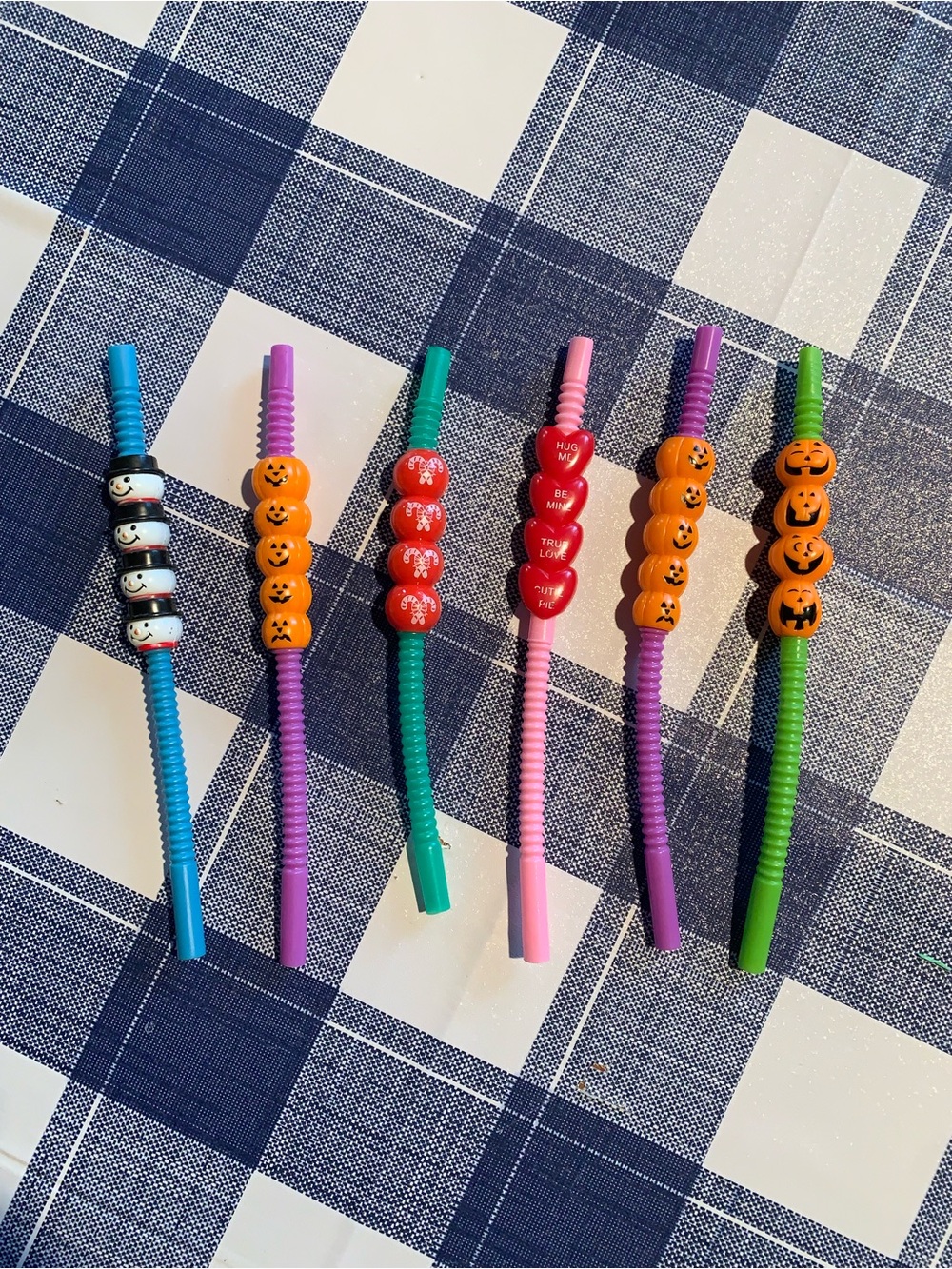 Various Holiday Plastic Bendy Straws Assorted Colors